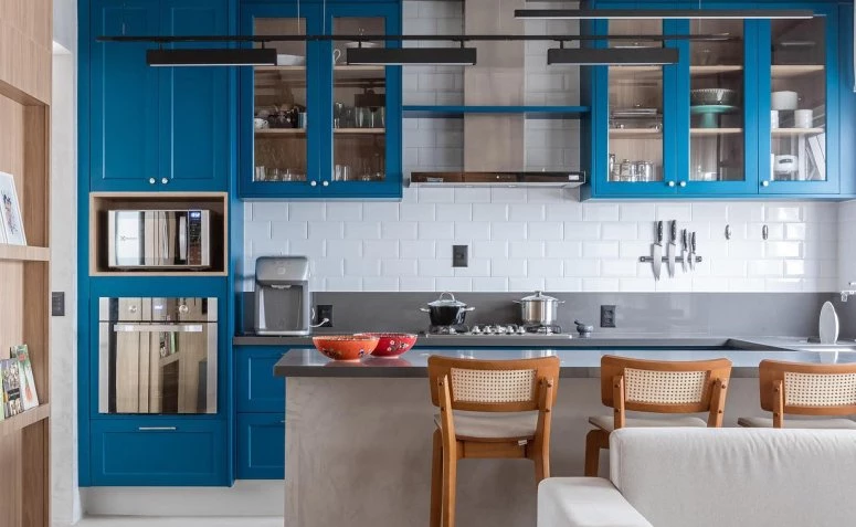 80 fotos de cociña azul aceite para sorprender coa cor
