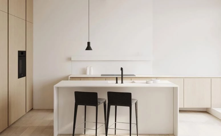 Hoe je een minimalistische keuken samenstelt en 25 projecten om te bewonderen