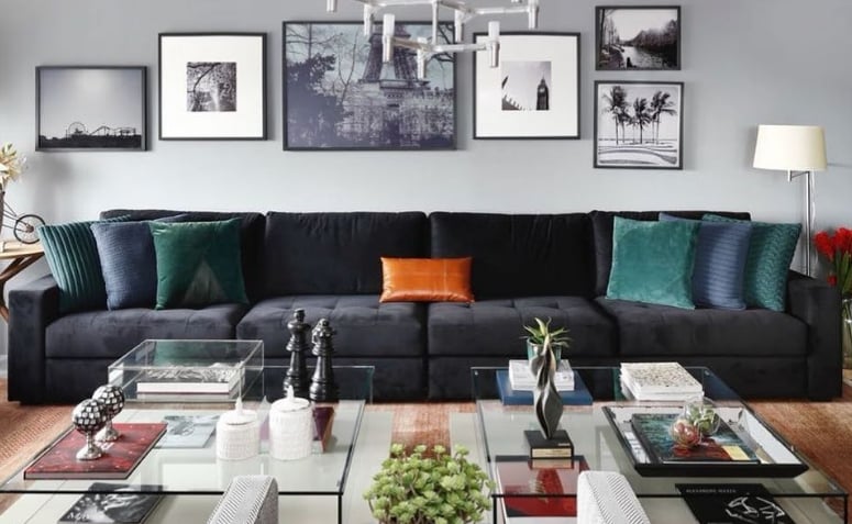Sofa hitam: 50 model untuk ruang tamu yang lebih bergaya