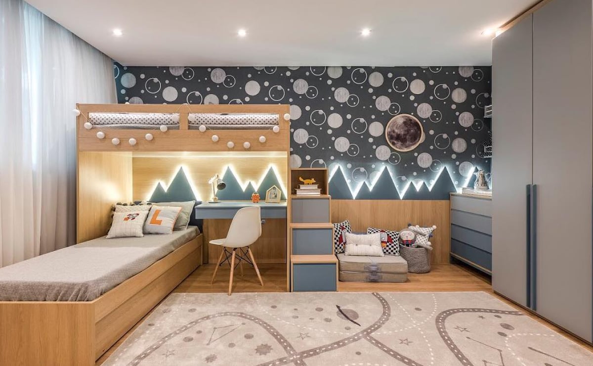 تخت دو طبقه با میز: 35 روش هوشمندانه برای بهینه سازی اتاق خواب های کوچک