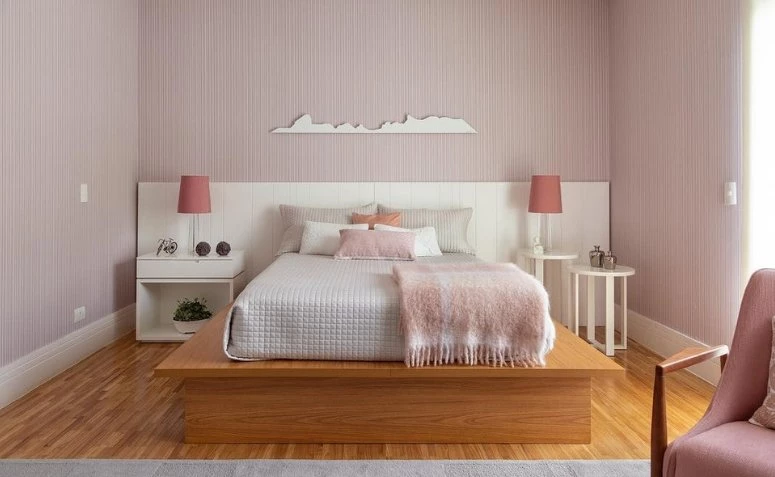 Розовая спальня: 75 потрясающих вдохновений для женской спальни